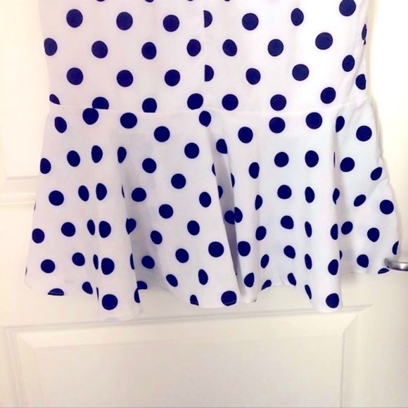 Polka dots mermaid ruffle dress size S/M petite Pretty Woman drop-waist peplum - Picture 10 of 15